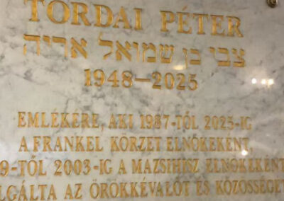 Pénteken avatják Tordai Péter emléktábláját a Frankel zsinagógában