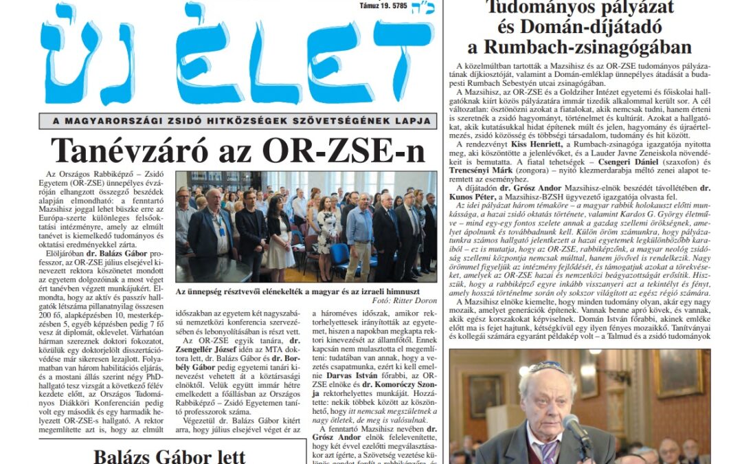 Megjelent az Új Élet legfrissebb száma