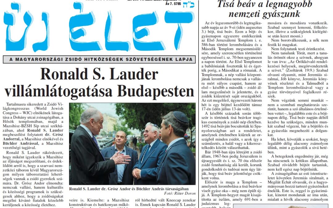Megjelent az Új Élet legfrissebb száma