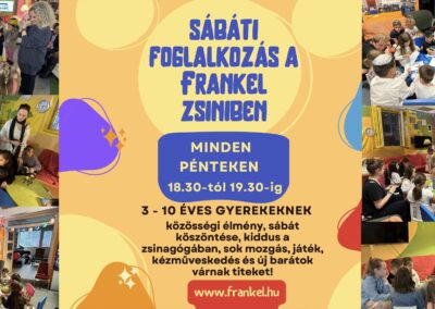 Péntek esténként sábáti foglalkozások várják a gyerekeket a Frankel zsinagógában