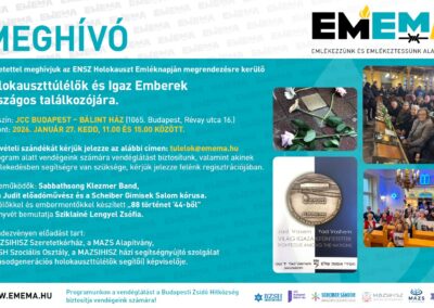 Január végén rendezik meg a Holokauszttúlélők és Igaz Emberek Országos találkozóját