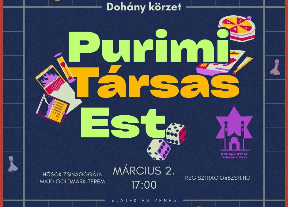 Játékokban nem lesz hiány a Dohány körzet purimi buliján