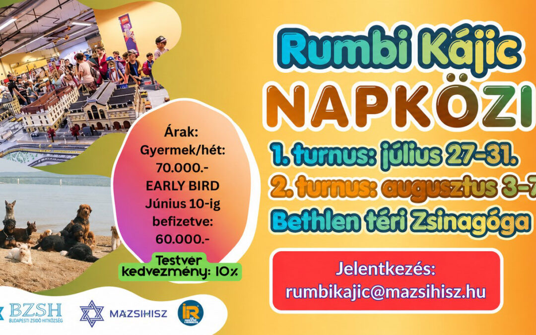 A Bethlen téri zsinagógában lesz a nyári Rumbi Kájic napközis tábor