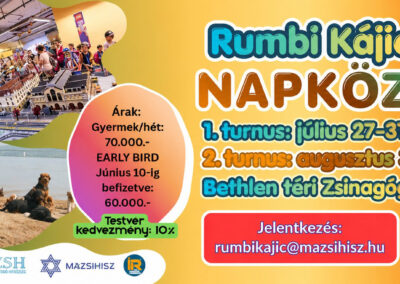 A Bethlen téri zsinagógában lesz a nyári Rumbi Kájic napközis tábor